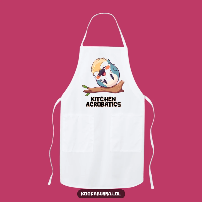 Funny Kawaii Kookaburra Apron - Tumbling Chef's Helper, Humorous Kitchen Gift