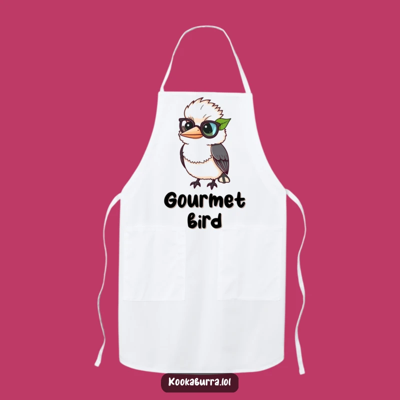 Funny Monocle Kookaburra Apron - Dapper Kitchen Wear for Humorous Chefs