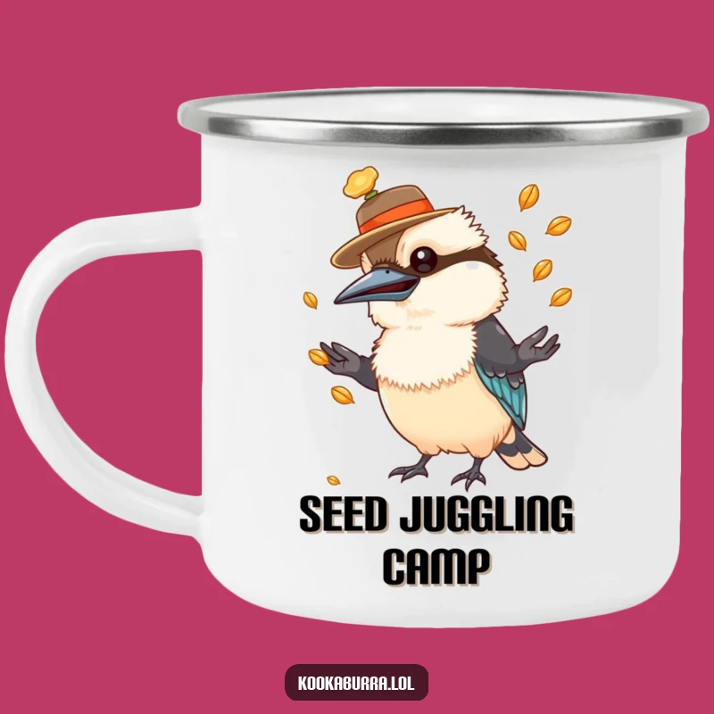 Adventure-Ready Funny Kookaburra Hat Juggling Seeds Camping Mug