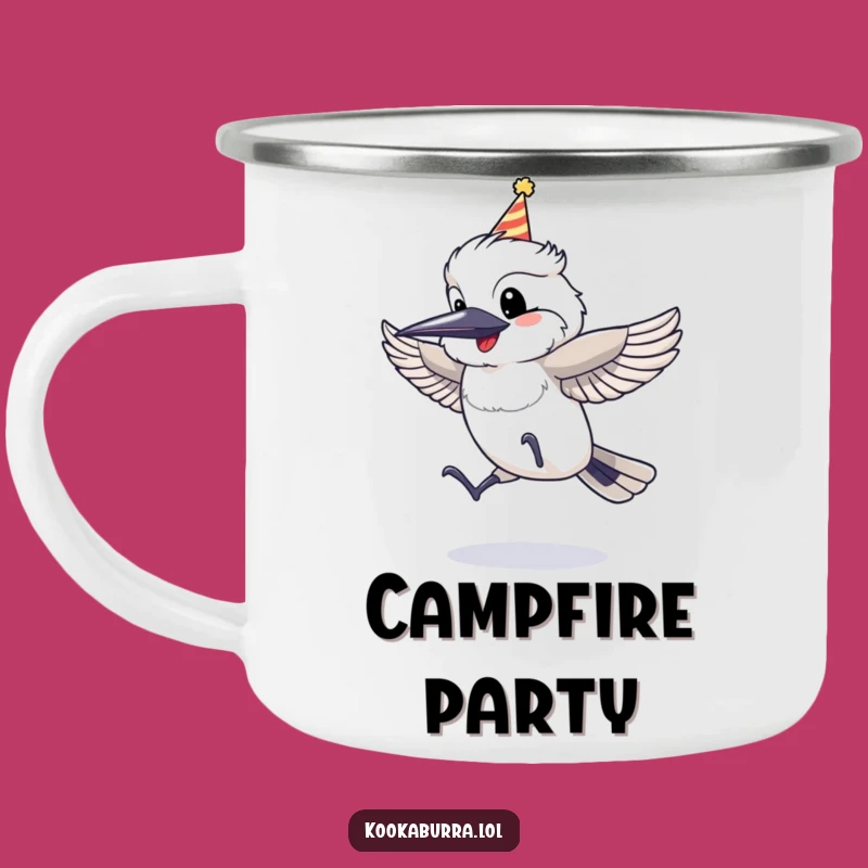 Funny Kookaburra Party Hat Camping Mug: Celebrate Outdoors with Festive Spirit