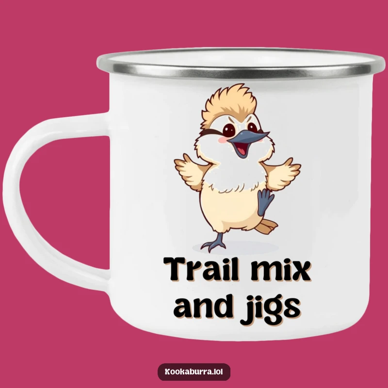 Funny Dancing Kookaburra Camping Mug - Silly Kawaii Bird Cup - Outdoor Gift