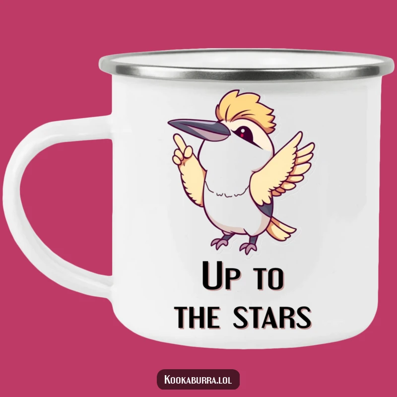 Funny Kawaii Kookaburra Pointing Camping Mug: Adventure Fuel with Cute Charm