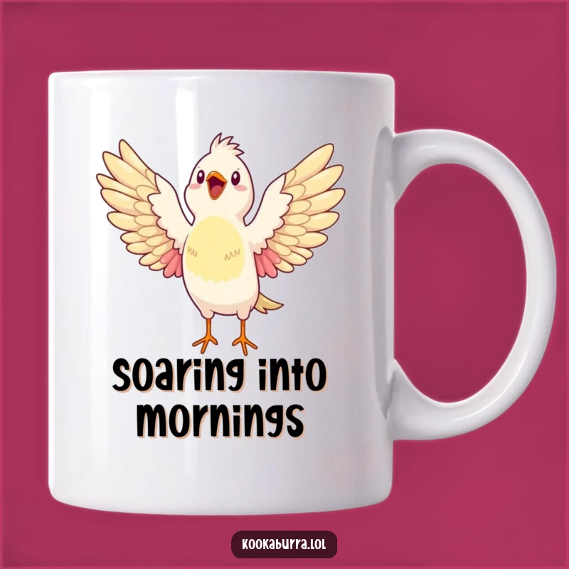 Funny Glee Bird Mug: Wings Wide Open Cartoon Gift for Happy People