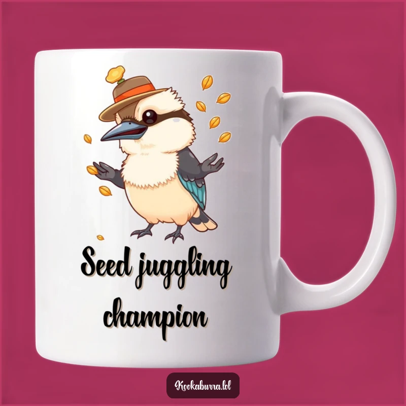 Funny Kookaburra Hat Juggling Seeds Mug: A Hilarious Gift for Bird Lovers