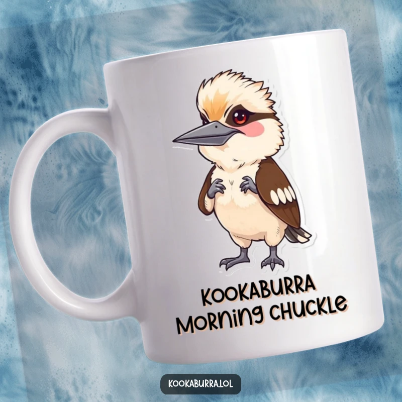 Funny kookaburra character striking a bizarre and comical human pose, full of playful mimicry and silliness.