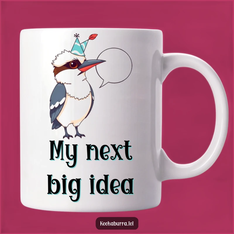 Funny Kookaburra Party Hat Mug: Perfect writer gift with blank speech bubble humor