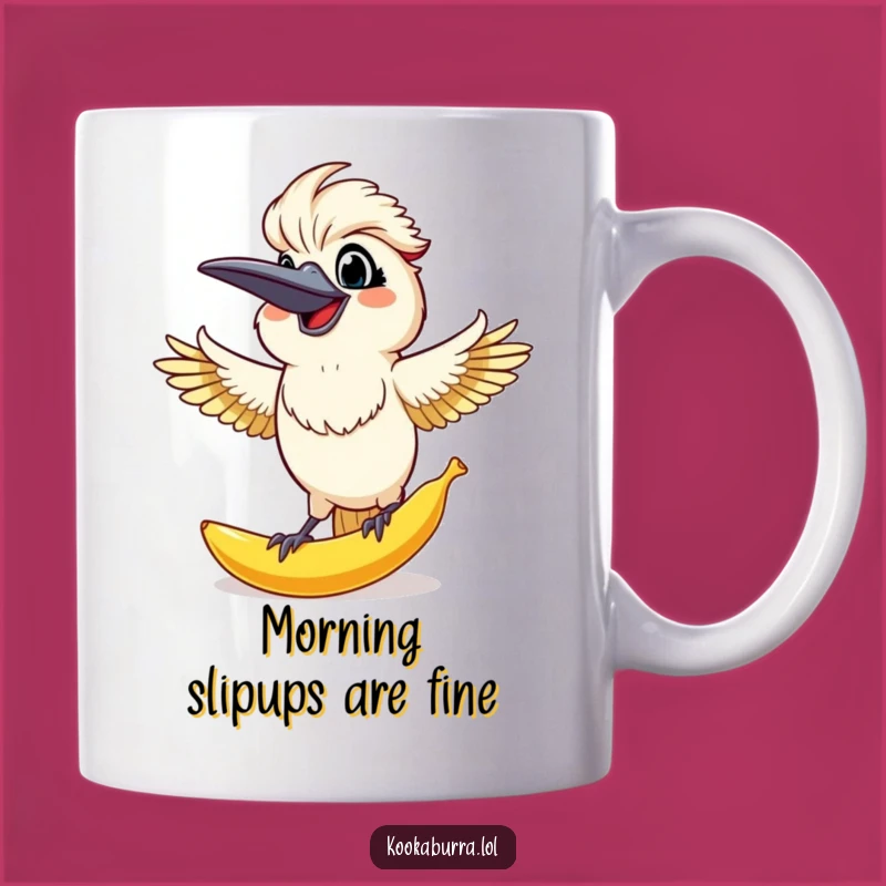 Funny Kookaburra Banana Peel Mug: Hilarious slapstick humor, perfect surprise gift