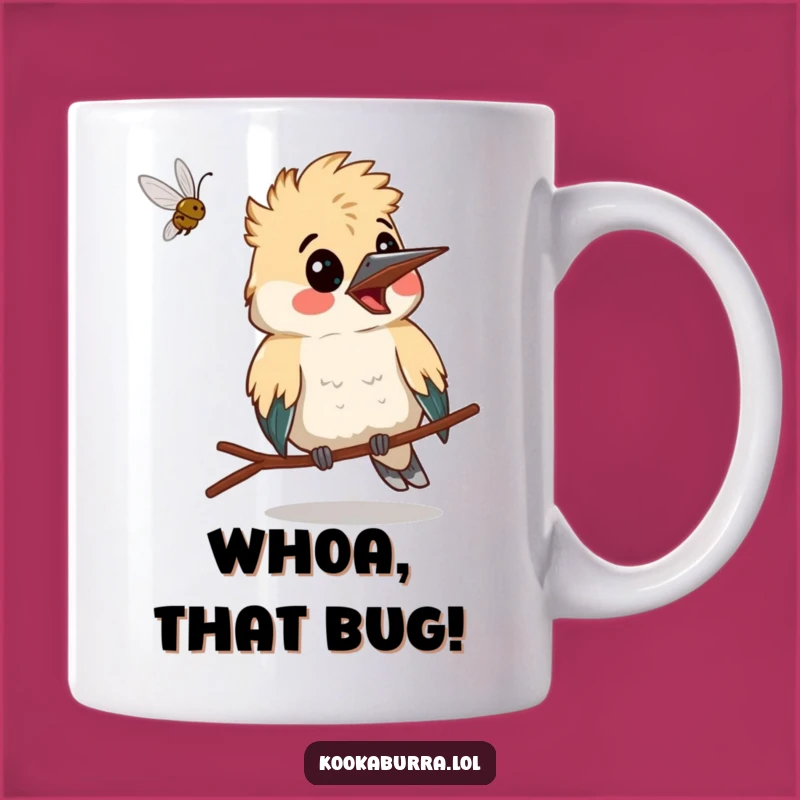 Funny Surprised Kookaburra Mug - Bug Fly-By Humor Gift