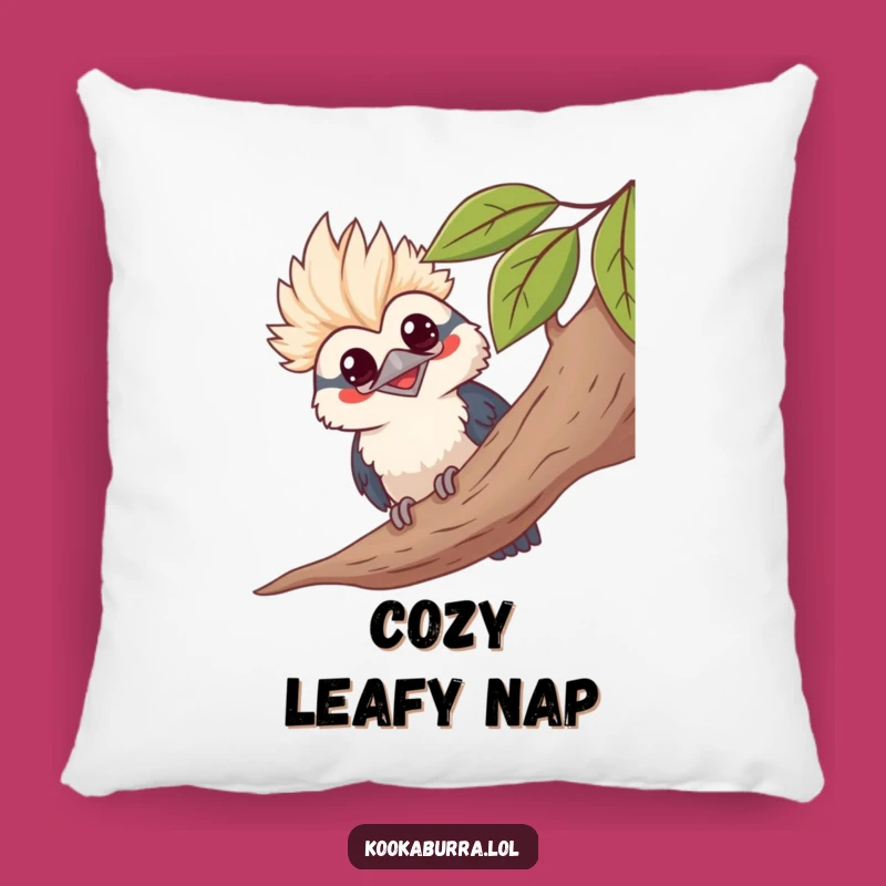 Funny Kawaii Kookaburra Pillow - Grinning Bird Cushion, Humorous Cozy Home Decor