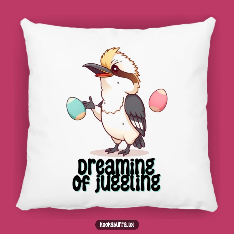 Funny Kawaii Kookaburra Pillow: Cozy Comfort with a Hilarious Juggling Design