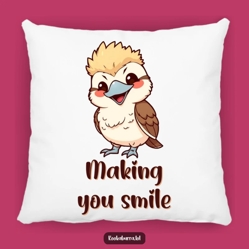 Funny Kawaii Kookaburra Pillow - Mimic Grin Bird Cushion, Humorous Cozy Decor