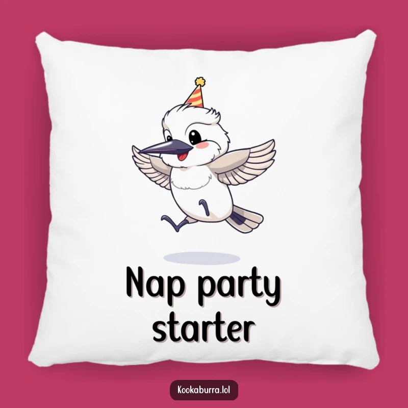 Cozy Funny Kookaburra Party Hat Pillow: Snuggle Up with Festive Cheer