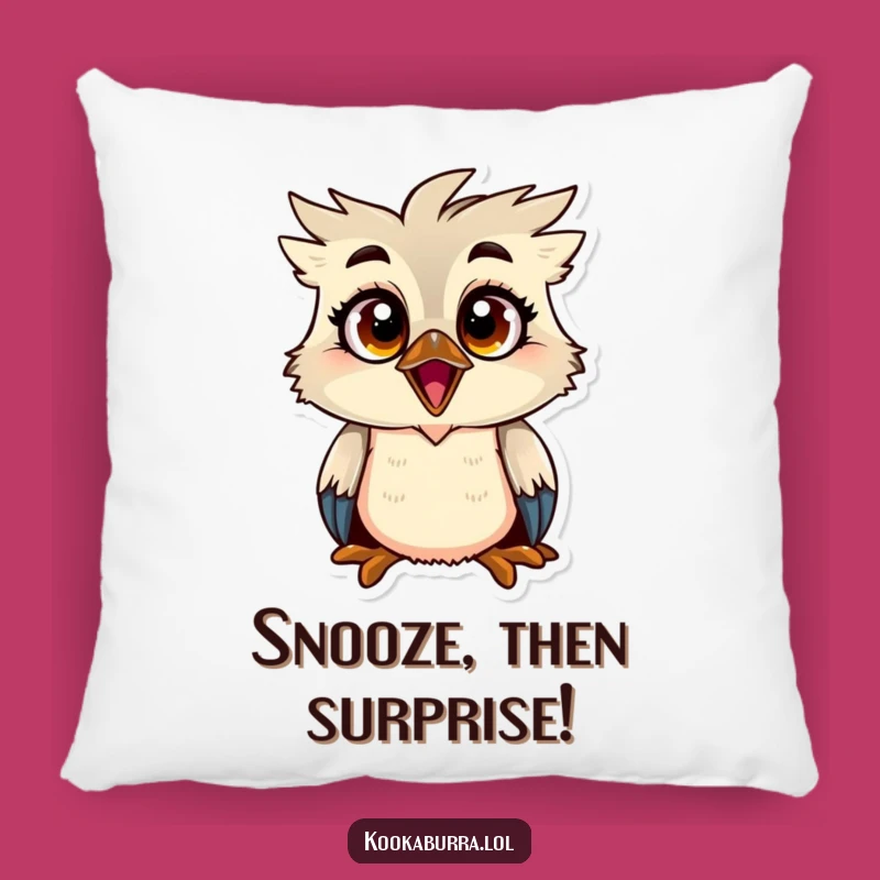 Funny Kookaburra Surprised Pillow - Soft Cushion with Wide-Eyed Shocked Bird
