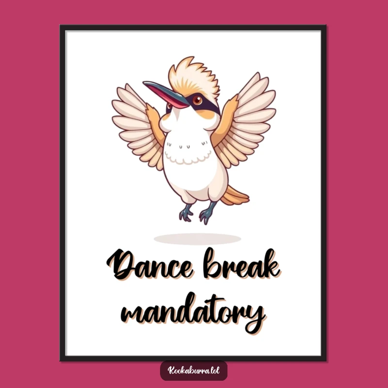 Funny Kookaburra Dance Digital Art: Joyful Wings Print, Instant Download!