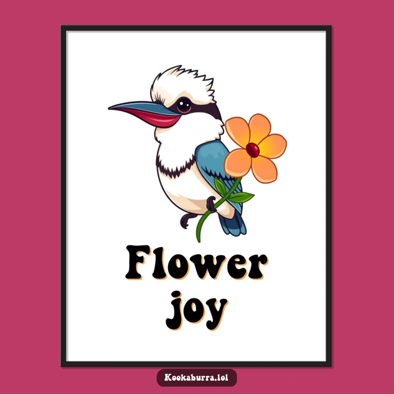 Funny Kookaburra Flower Gift Digital Art: Instant Kind Decor for Your Space