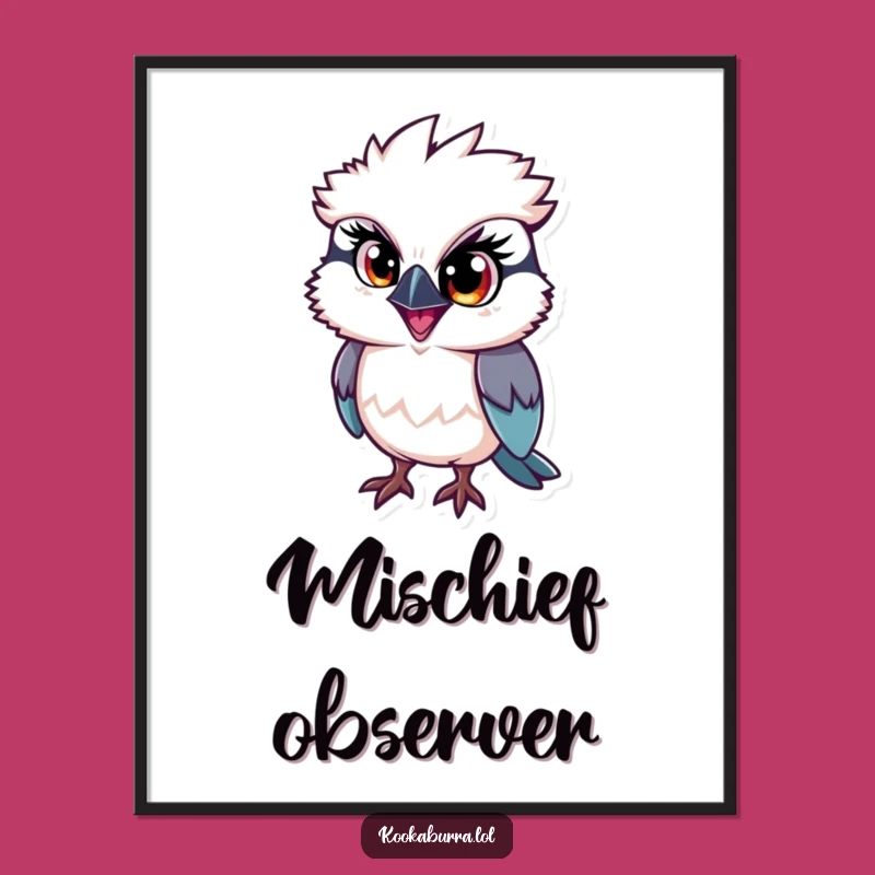 Funny Kookaburra Digital Print: Mischief Eye Art, Humorous Gift Download