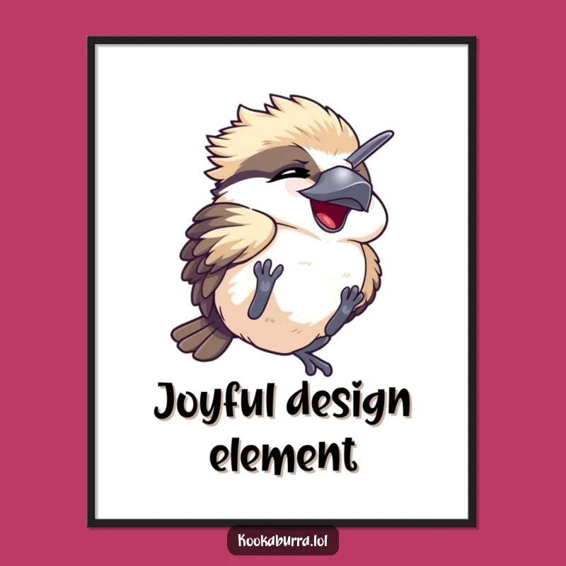 Funny Kawaii Kookaburra Digital Art: Hilarious Mirthful Tumble for Instant Joy
