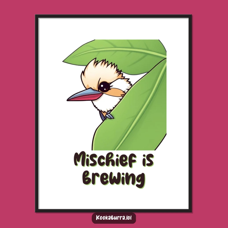 Funny Kookaburra Wink Digital Art - Mischievous Leaf Print Gift