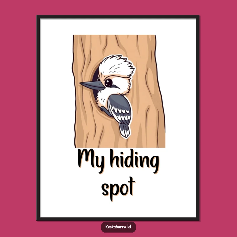 Funny Kookaburra Digital Print: Playful Peeking Bird Art, Humorous Gift Download