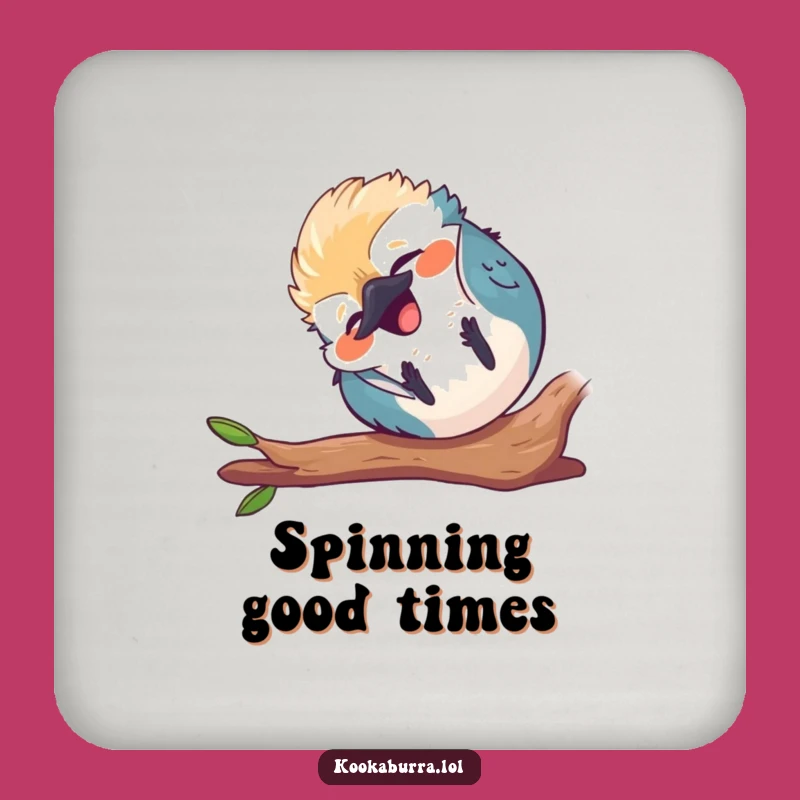 Funny Kawaii Kookaburra Coaster - Tumbling Laughing Bird Mat, Humorous Table Protector