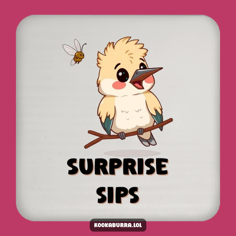 Funny Surprised Kookaburra Coaster - Humorous Protection from Surprises