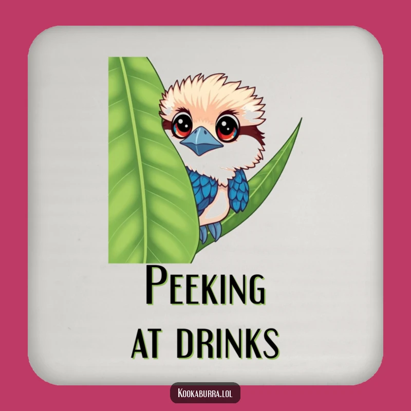 Keep Surfaces Safe with Funny Kookaburra Peeking Drink Coaster