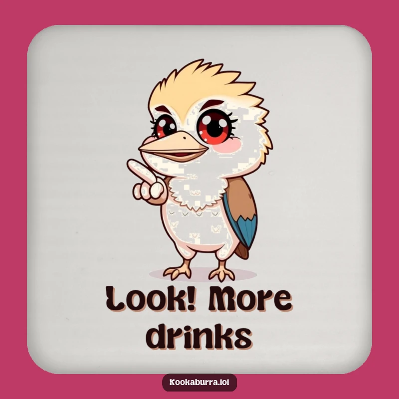 Funny Kookaburra Coaster Set - Pointing Bird Drink Gift