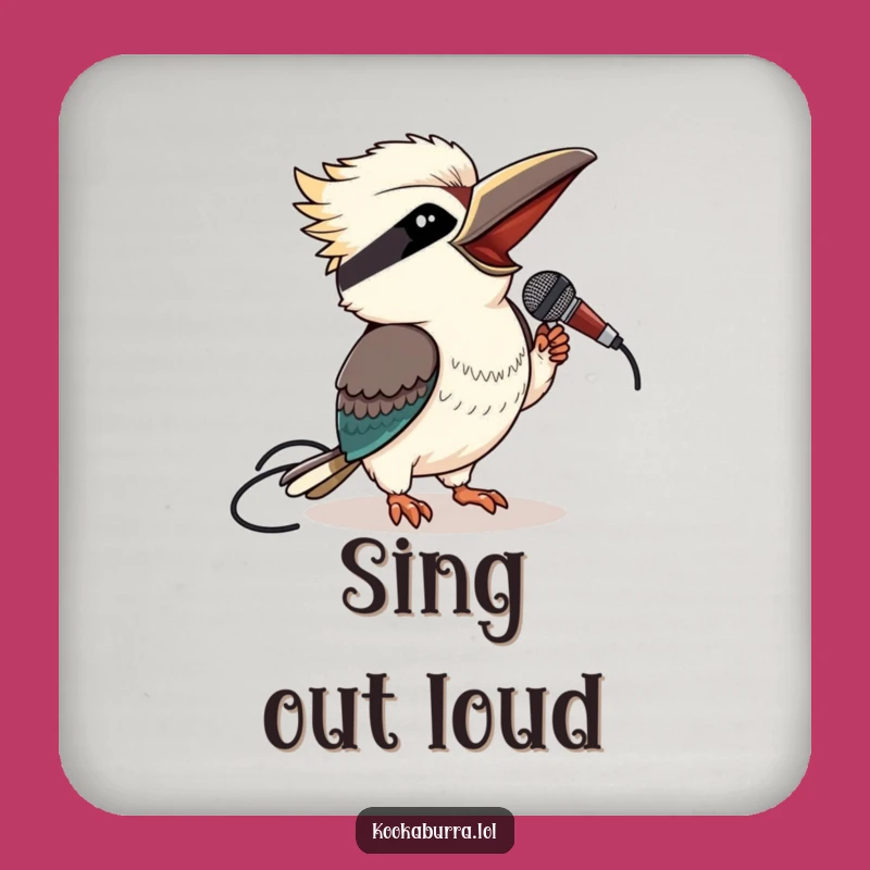 Set the Mood with Funny Kookaburra Microphone Drink Coaster
