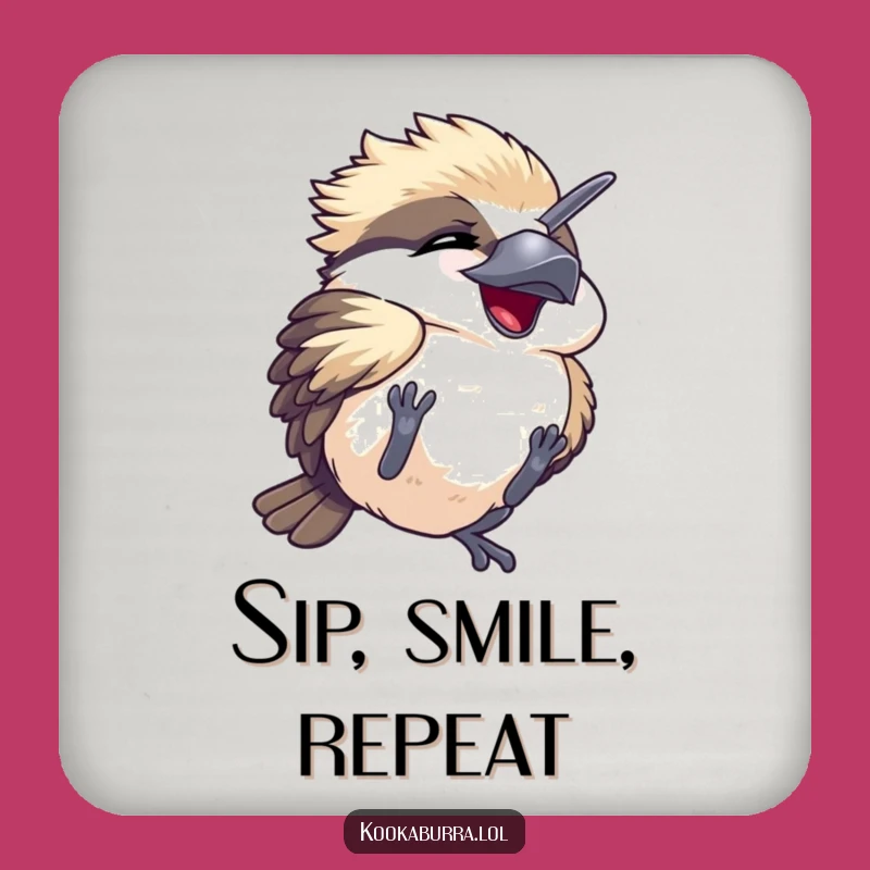Funny Kawaii Kookaburra Coaster: Protect Surfaces with Hilarious Mirthful Art