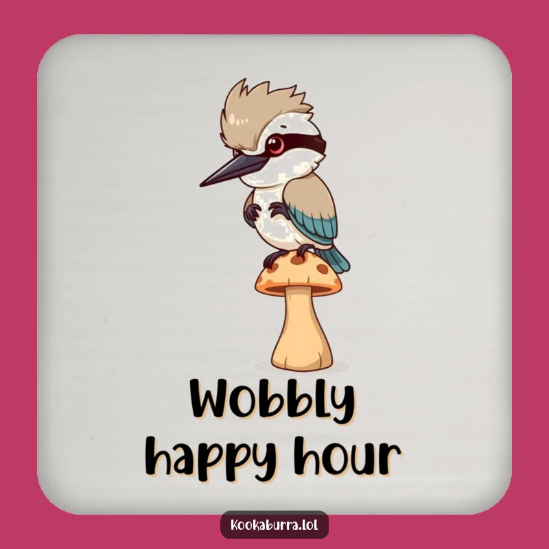 Funny Kookaburra Mushroom Coaster: Protect Surfaces with a Balancing Bird!