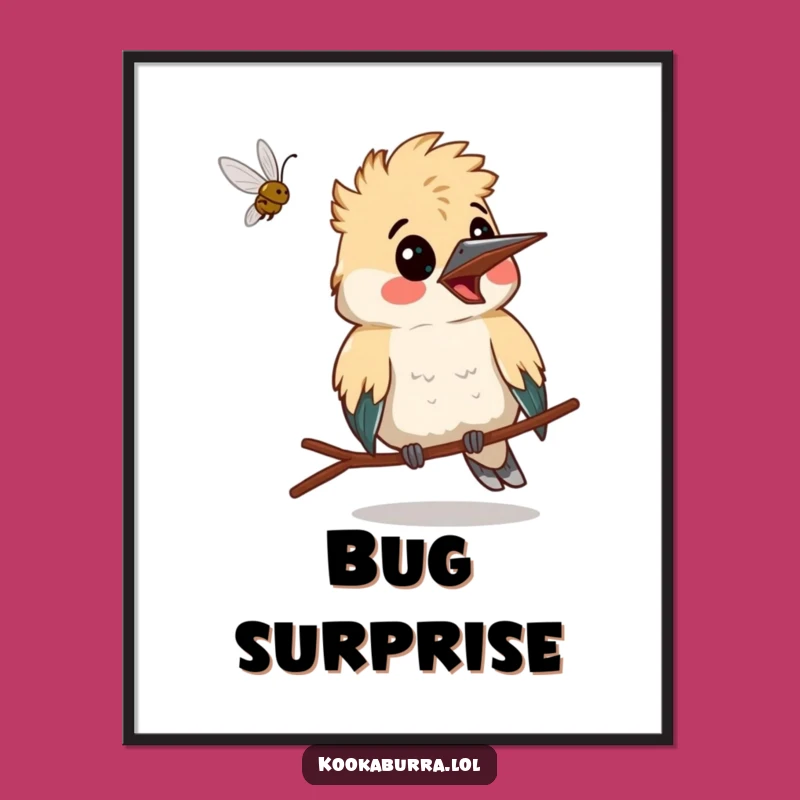 Funny Surprised Kookaburra Poster - Exaggerated Reaction Wall Art