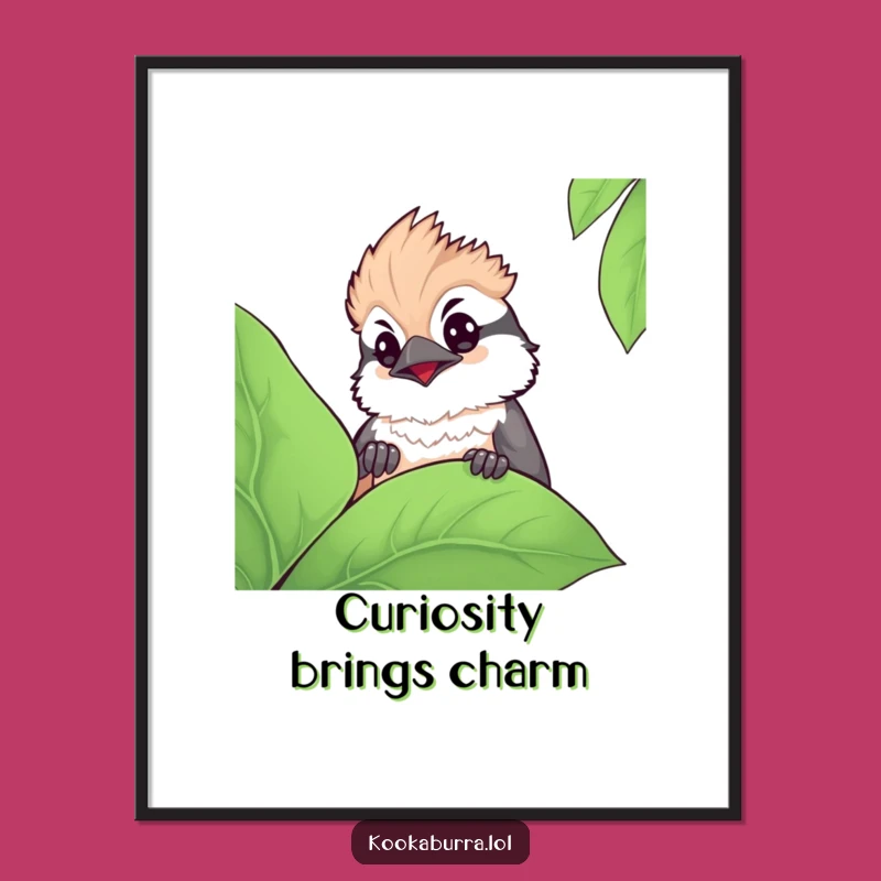 Funny Kawaii Kookaburra Poster - Cute Curious Bird Wall Art Print