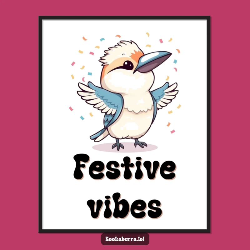 Funny Kookaburra Confetti Poster: Festive Wall Art for a Joyful Space