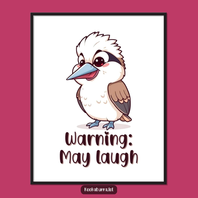 Funny Kawaii Kookaburra Poster: Brighten Walls With This Laughing Bird's Joyful Art