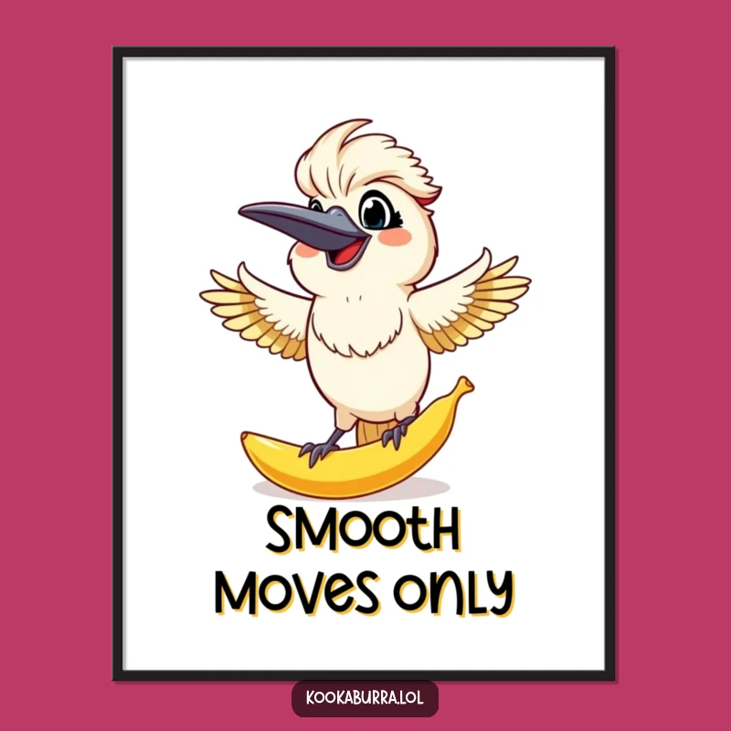 Funny Kookaburra Banana Peel Poster: Hilarious wall art for a comedic space