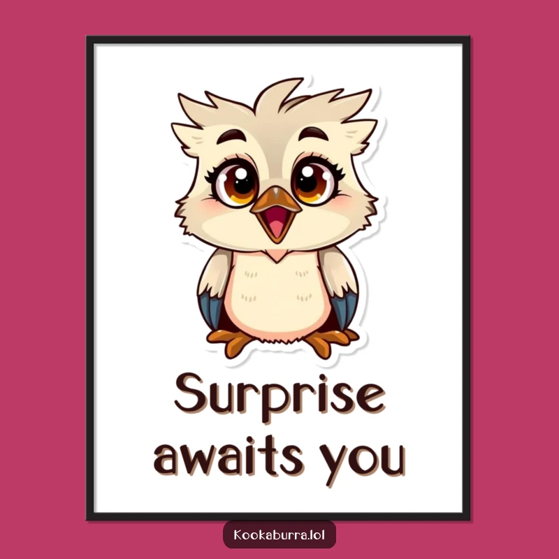 Funny Kookaburra Surprised Poster - Wide-Eyed Shocked Bird Wall Art