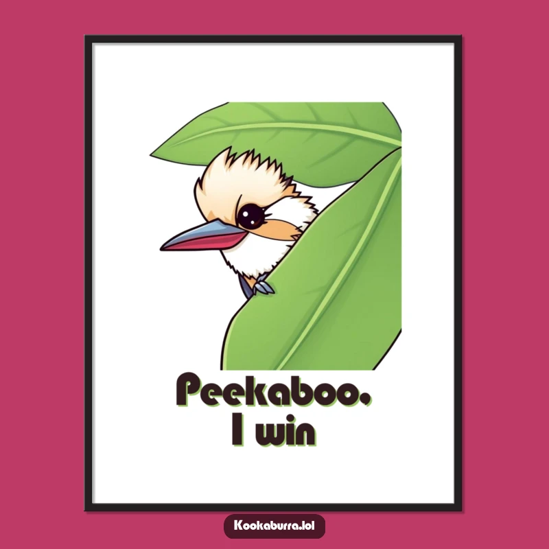 Funny Kookaburra Wink Poster - Mischievous Leaf Art Print Gift