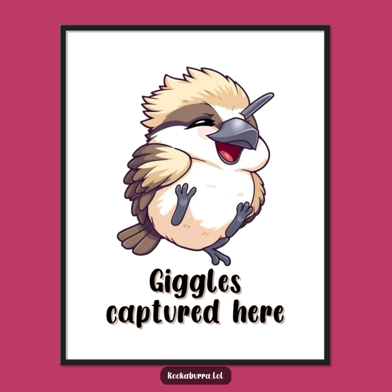 Funny Kawaii Kookaburra Poster: Adorable Mirthful Tumble for Wall Art