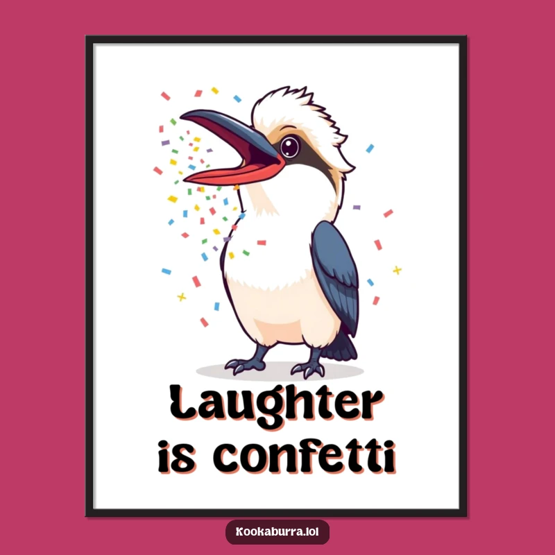 Funny Kookaburra Art Print: Confetti Celebration Wall Decor