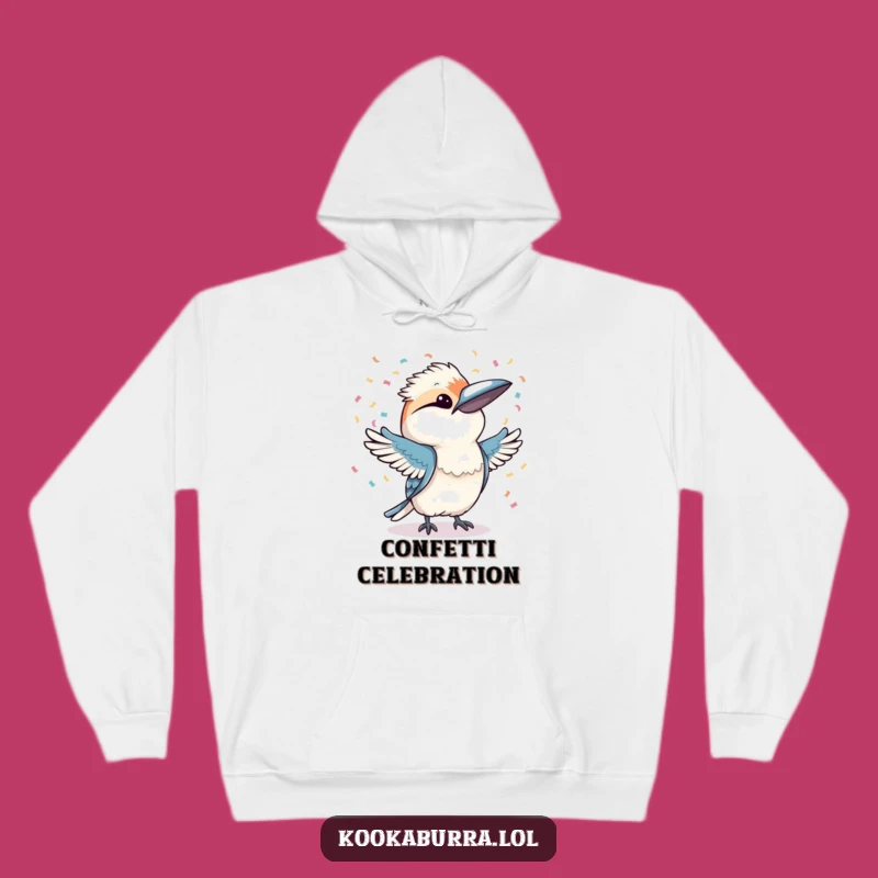 Cozy Funny Kookaburra Confetti Hoodie: Warmth Meets Festive Fun