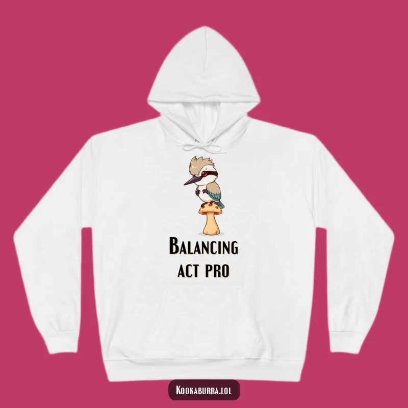 Cozy Funny Kookaburra Mushroom Hoodie: Warm Up with a Balancing Bird!