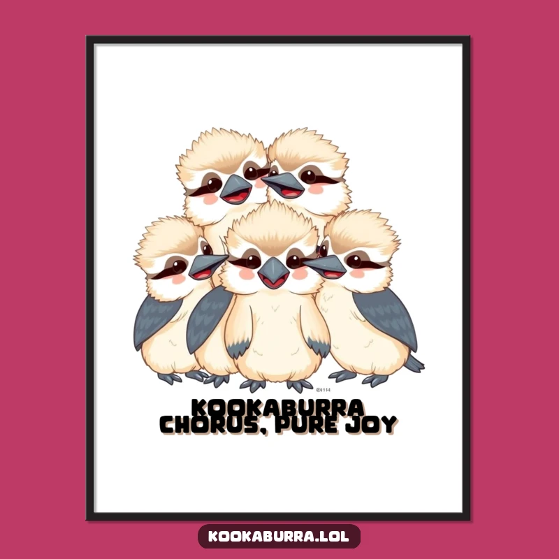 Free Printable Kookaburra Art: Giggling Kawaii Flock Downloadable Wall Decor