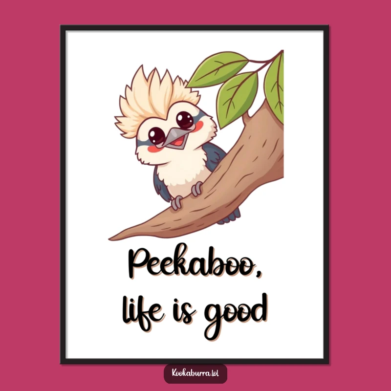 Grinning Kookaburra Art: Free Printable & Leafy Branch Wall Decor