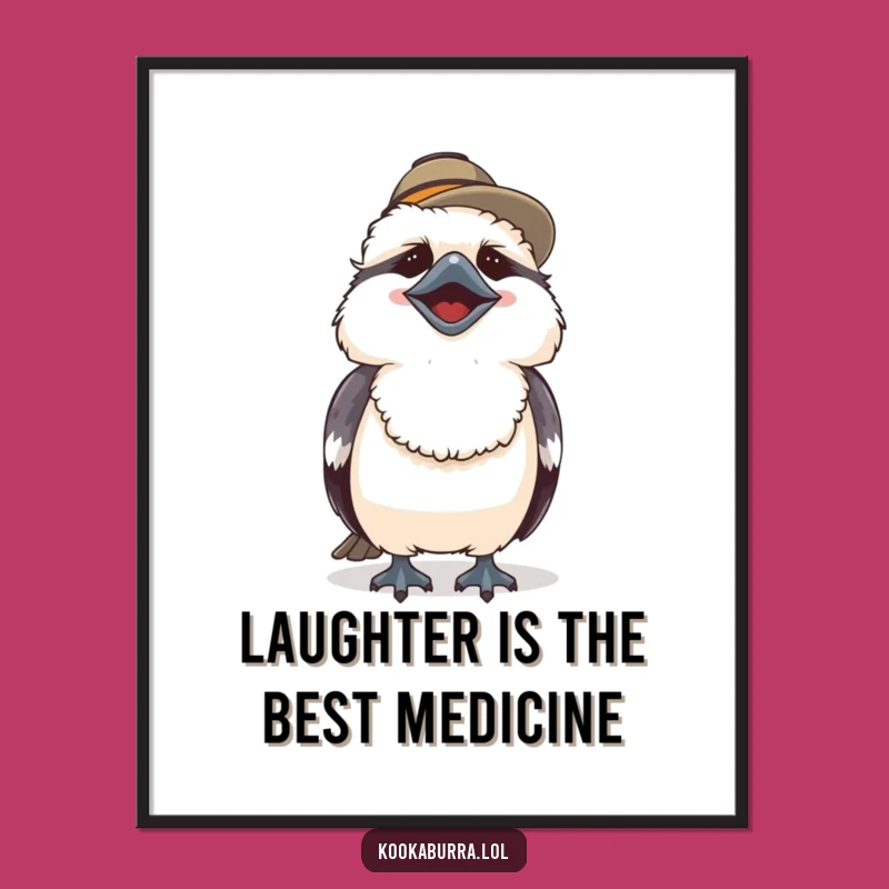 Funny Free Printable Wall Art: Laughing Kookaburra with Hat for Whimsical Home Decor Downloadable