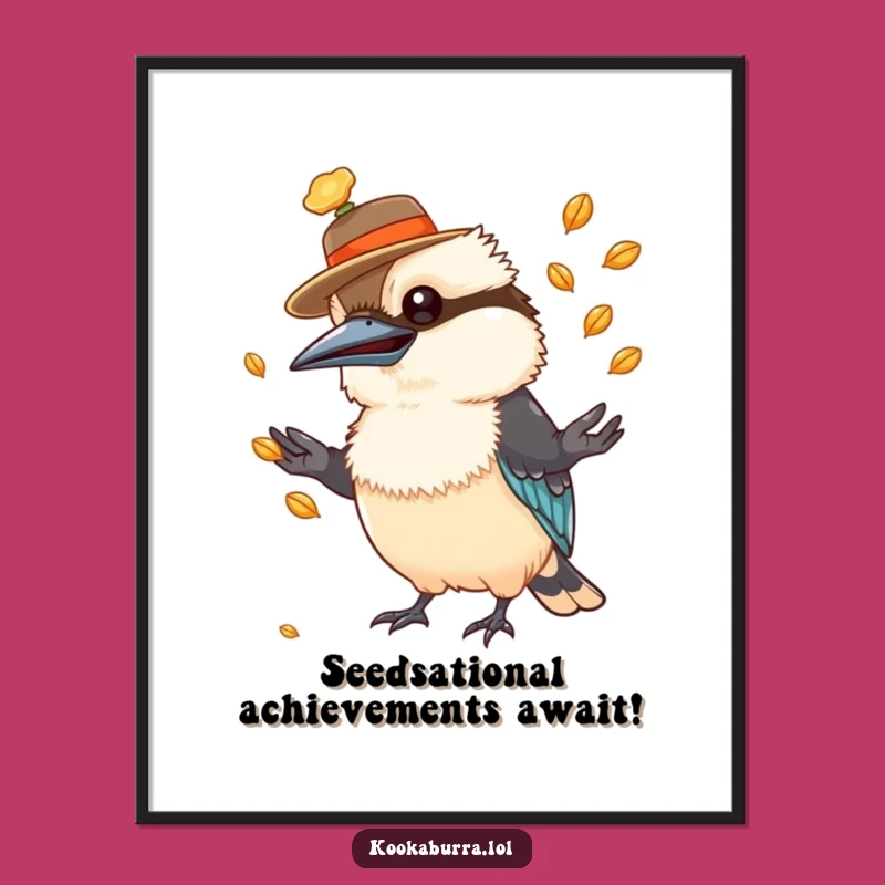 Free Printable Kookaburra Wall Art: Funny Juggling Seeds Downloadable Decor