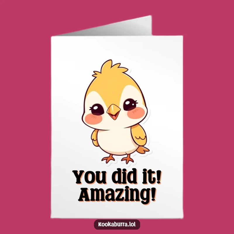 Free Printable Congrats Card: Silly Grinning Bird, Funny Downloadable Gift for Any Occasion