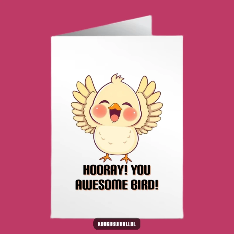 Free Printable Congrats Card: Chubby Laughing Bird, Hilarious Downloadable Gift for Big Wins