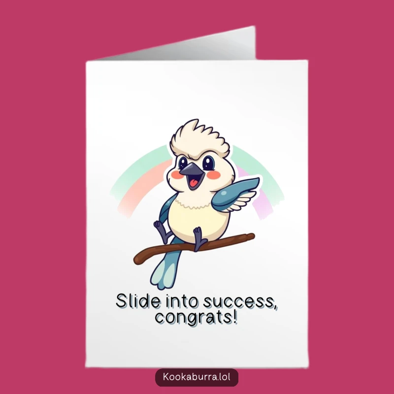 Kookaburra Congrats Card Free Printable: Celebrate Success with a Rainbow Ride