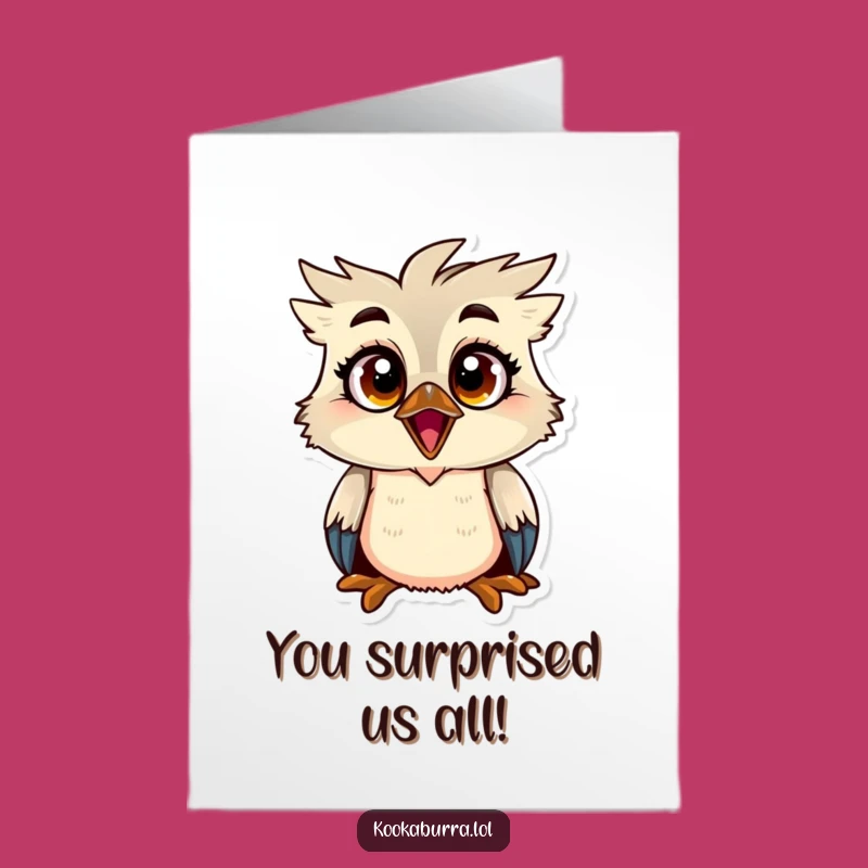 Free Printable Congrats Card: Surprised Kookaburra, Downloadable Astonishment & Joy