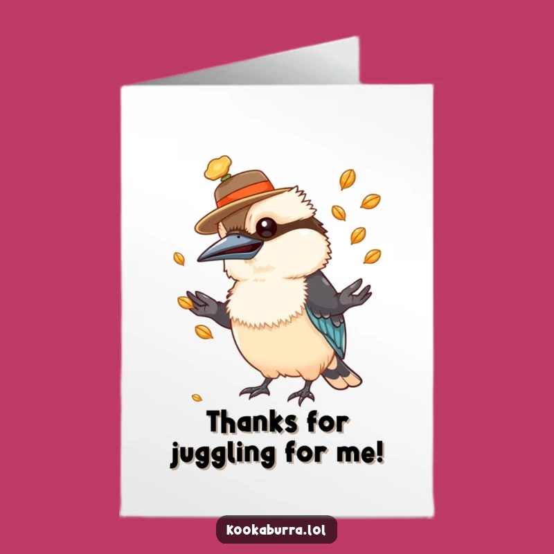Free Printable Kookaburra Thank You Card: Funny Juggling Seeds Downloadable Gratitude